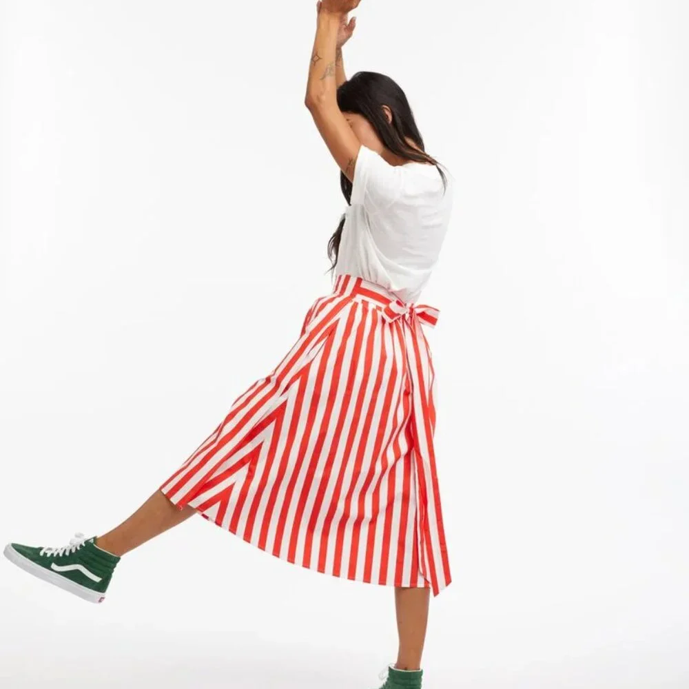 Ban.do Easy Wrap Skirt in Red & Ivory Stripes - Picture 4 of 7